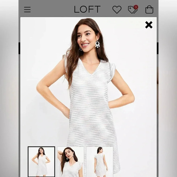 NWT LOFT Dress ~ Loft Petite Ruffle Sleeve V-Neck Swing Dress Medium - Picture 1 of 11